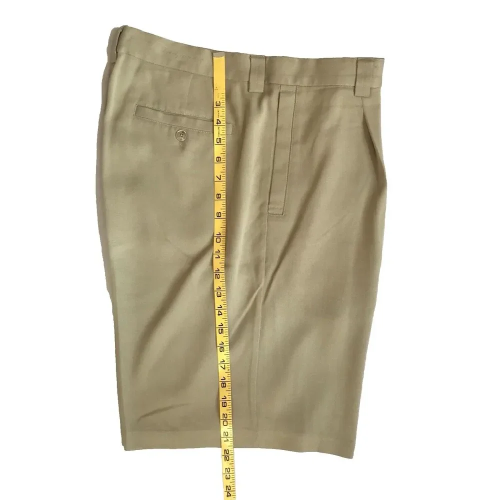 Tommy Bahama Chino Shorts SZ 34 Khaki Beach Resort Golf Casual 100% Silk Preppy